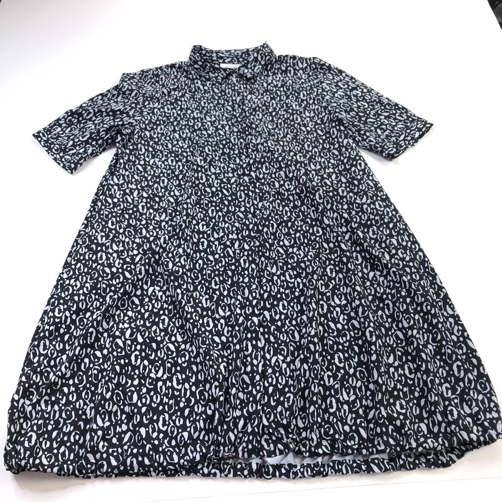 Chico's 2 US Large Corded Adjustable Women's Knee Dress Black All Over Print